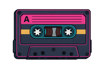 Obraz premium Retro music cassette tape with transparent background