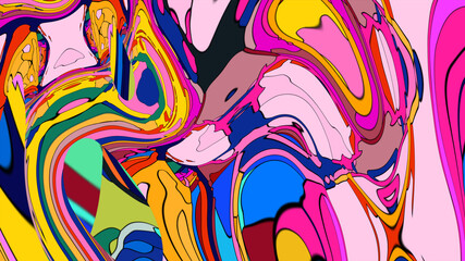 Colorful abstract psychedelic liquid and fluid background pattern