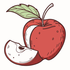 Apple icon isolated vector illustration, color drawing sign, symbol.