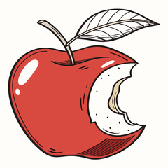 Apple icon isolated vector illustration, color drawing sign, symbol.