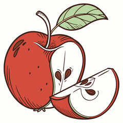 Apple icon isolated vector illustration, color drawing sign, symbol.