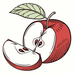 Apple icon isolated vector illustration, color drawing sign, symbol.