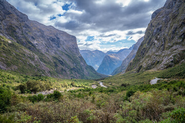 Amazing and famous beautiful place where tourist can see wonderful nature Fiord ,sound ,waterfalls , kea , cruise Milford sound south island New Zealand 