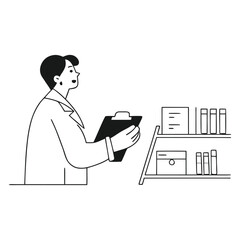 Vector art of scientist examining in a laboratory