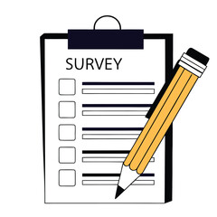 Vector art of survey form with checkboxes and pencil
