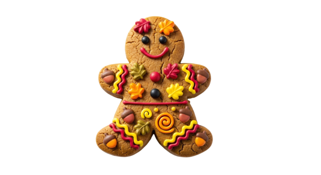Festive Gingerbread Man Fall Decor Transparent Background