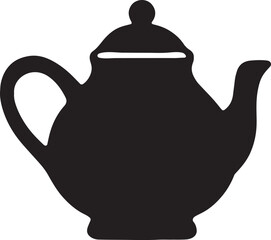Silhouette of a clay teapot, traditional design, perfect for kitchen, pottery, and tea art.