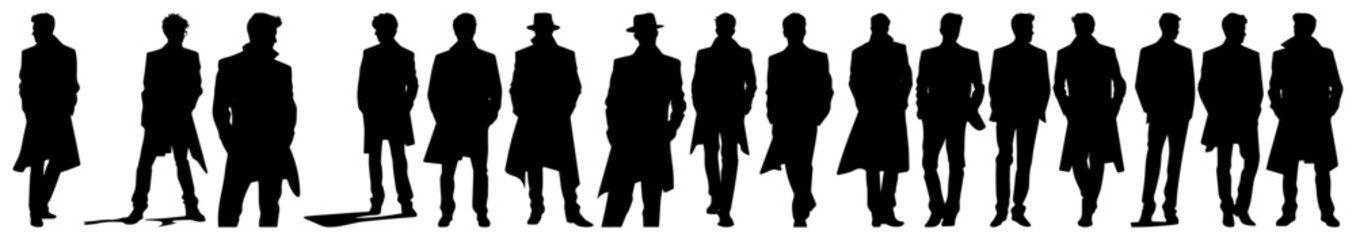 Silhouettes of Men in Coats And Hats