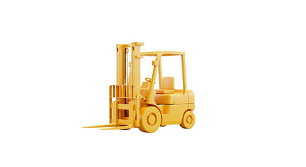 Yellow Forklift Isolated Minimalist 3D Render Industrial Object
