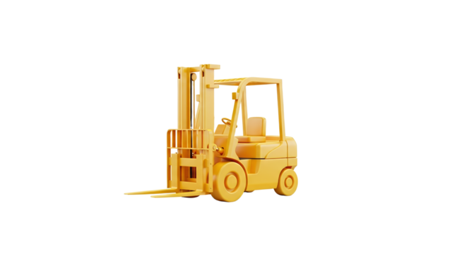 Yellow Forklift Isolated Minimalist 3D Render Industrial Object