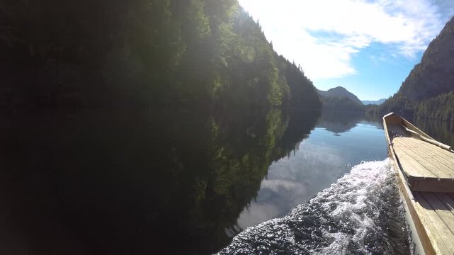 Boat trip on a small Zille, on Lake Toplitzsee, Salzkammergut, Styria, Austria