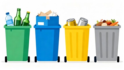Recycling bins with sorted waste