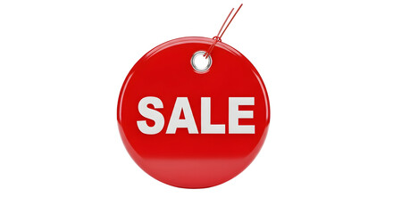 Bold red sale tag offers savings, perfect for retail promotions, advertising special offers, and attracting customers with discounts and limited-time deals