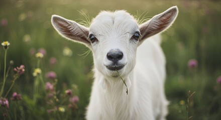 Young goat portrait in natural outdoor environment