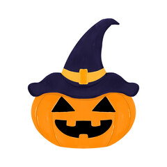 halloween pumpkin with witch hat