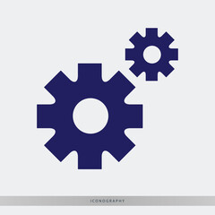 Modern navy blue gears icon for seamless process and engineering designs offering a clean, professional look ideal for tech and business projects