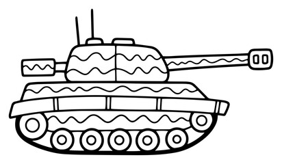 Obraz premium Cartoon Doodle of a Military Battle Tank