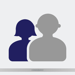 Modern icon of team members offers a simple way to show collaboration and teamwork in presentations and websites, with male and female profiles