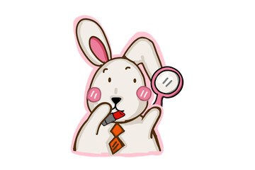 A cute little bunny with her mirror 
