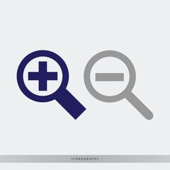 Fototapeta premium Explore plus and minus concept with modern magnifying glass icons, perfect for web design, app interfaces, and enhancing user experience
