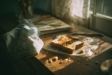 Moody Editorial Image Partially Eaten Slice with Crumbs