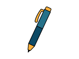 Flat colored pen vector, symbol of study, writing, and academic learning tool.