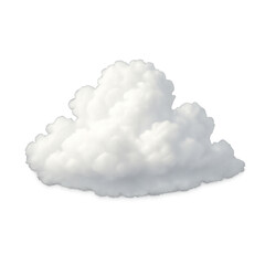A single fluffy white cumulus cloud isolated on a plain background, a clean and soft graphic element for creative design and weather concepts
