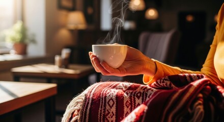 Warm, steaming coffee in a cozy cafe