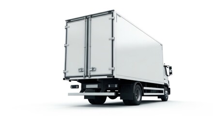 White refrigerated truck rear view