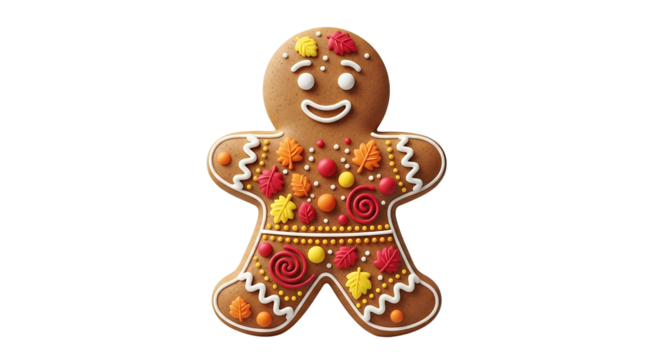 Autumn Gingerbread Man Festive Cookie Isolated Transparent
