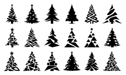 Obraz premium Collection of Christmas Tree Icons in a Modern Style