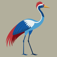 Heron Bird with Long Legs and Beak Standing Vector Illustration