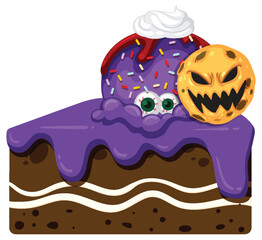Halloween Dessert Slice with Spooky Ice Cream and Cookie