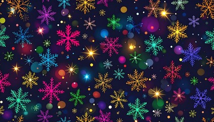 Colorful snowflake pattern with bokeh