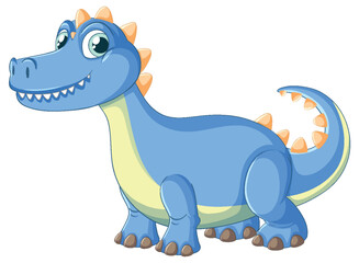 Smiling Blue Cartoon Dinosaur with Orange Spikes