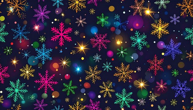 Colorful snowflake pattern with bokeh