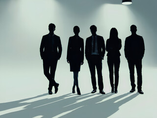 Silhouette of Business Team Standing Together in Formal Attire