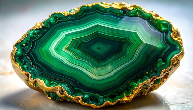 Close-up of a green agate slice