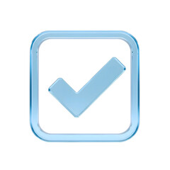 Blue checkmark inside a rounded square isolated on transparent background