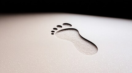 Obraz premium gait. A single footprint in damp sand, the pressure evenly distributed, glowing with a soft therapeutic light. wellbeing guides.