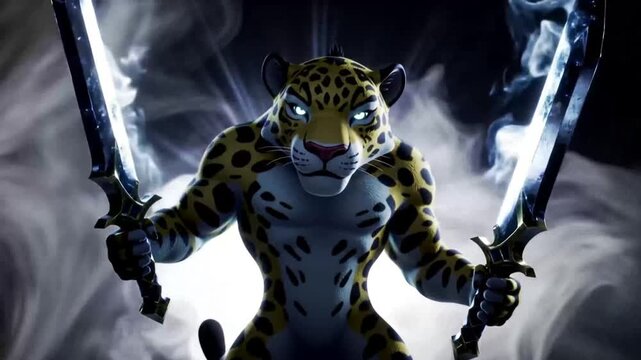Powerful leopard warrior