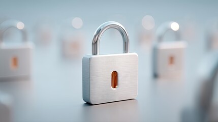 Close Up Macro View of Silver Padlock Hologram Security Digital with Blurred Background