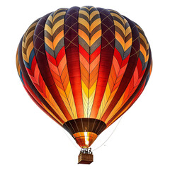 Vibrant hot air balloon glowing with warm light isolated on transparent background
