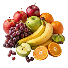 Assortment of fresh ripe fruits isolated on transparent background