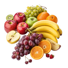 Assortment of fresh ripe fruits isolated on transparent background