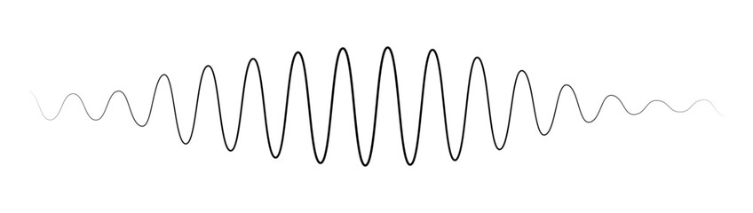 Wave one line. Continuous lines waves drawing. Art sound. Hand draw music. Outline audio icon. Concept voice. Sketch black record isolated on white background. Soundwave recording. Vector illustration