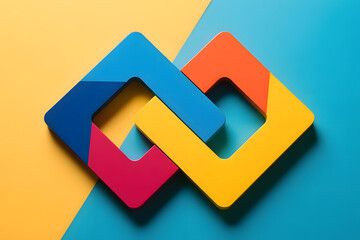 A modern, abstract 3D render featuring two interlocking