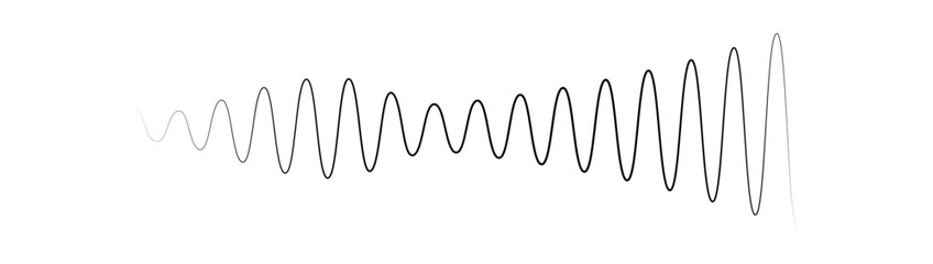 Wave one line. Continuous lines waves drawing. Art sound. Hand draw music. Outline audio icon. Concept voice. Sketch black record isolated on white background. Soundwave recording. Vector illustration
