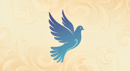 Fototapeta premium Stylized illustration of a dove in flight on a gradient background
