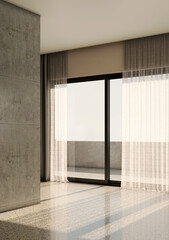 Large luxury modern bright interiors Living room mockup illustration 3D rendering image